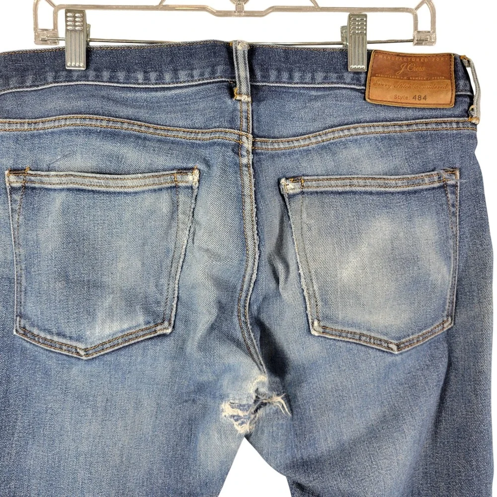J.Crew 484 Slim Fit Denim Jeans Mens 32x30 Naturally Distressed Grunge Thrashed